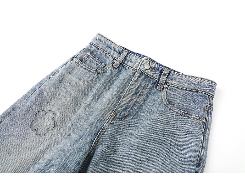 Spring 2026 Women's Floral Embroidered Straight-Leg Jeans