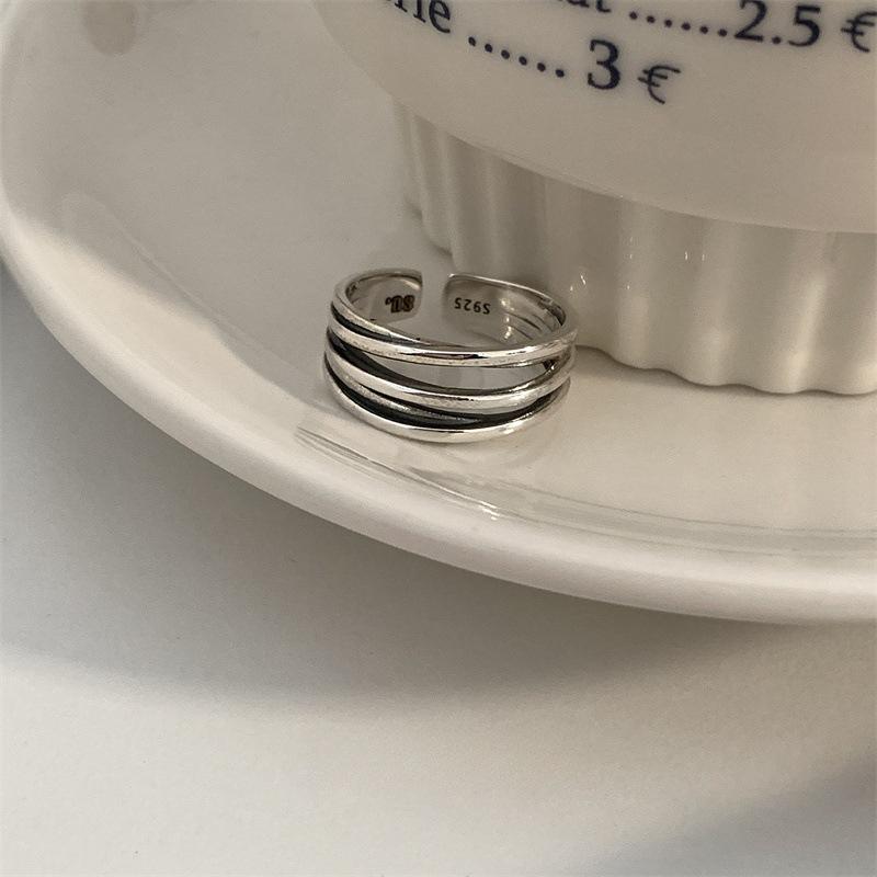925 Sterling Silver Cross Wrap Multi-Layer Ring ins Cold Wind Versatile Open Ring
