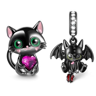 New Black Cat Collection Copper Plated Fit Charm Original Bracelet For Jewellery Making