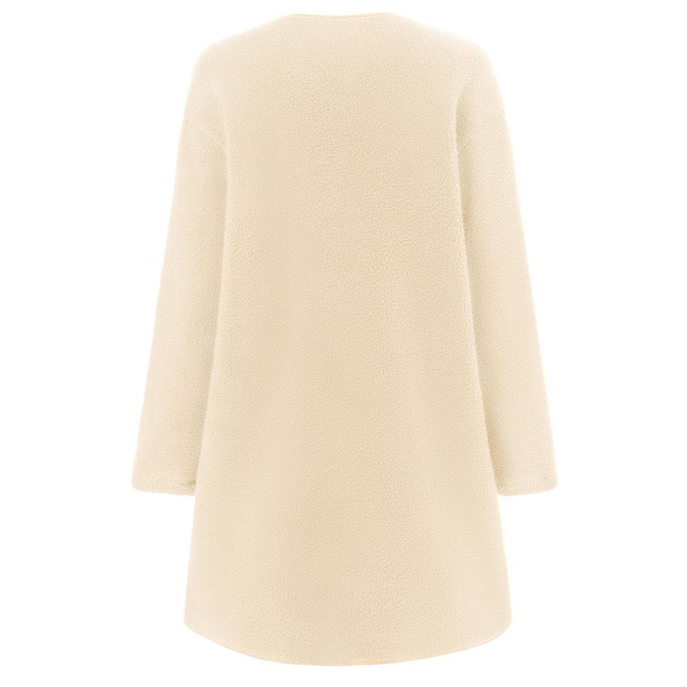Women's Round Neck Coat Casual Fleece Coat Vintage Solid Color Long Sleeve Single Breasted for Office Party