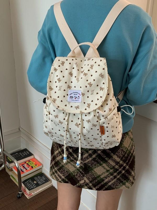 Minimalist Corduroy Womens Backpack With Fabric For School And Commuting