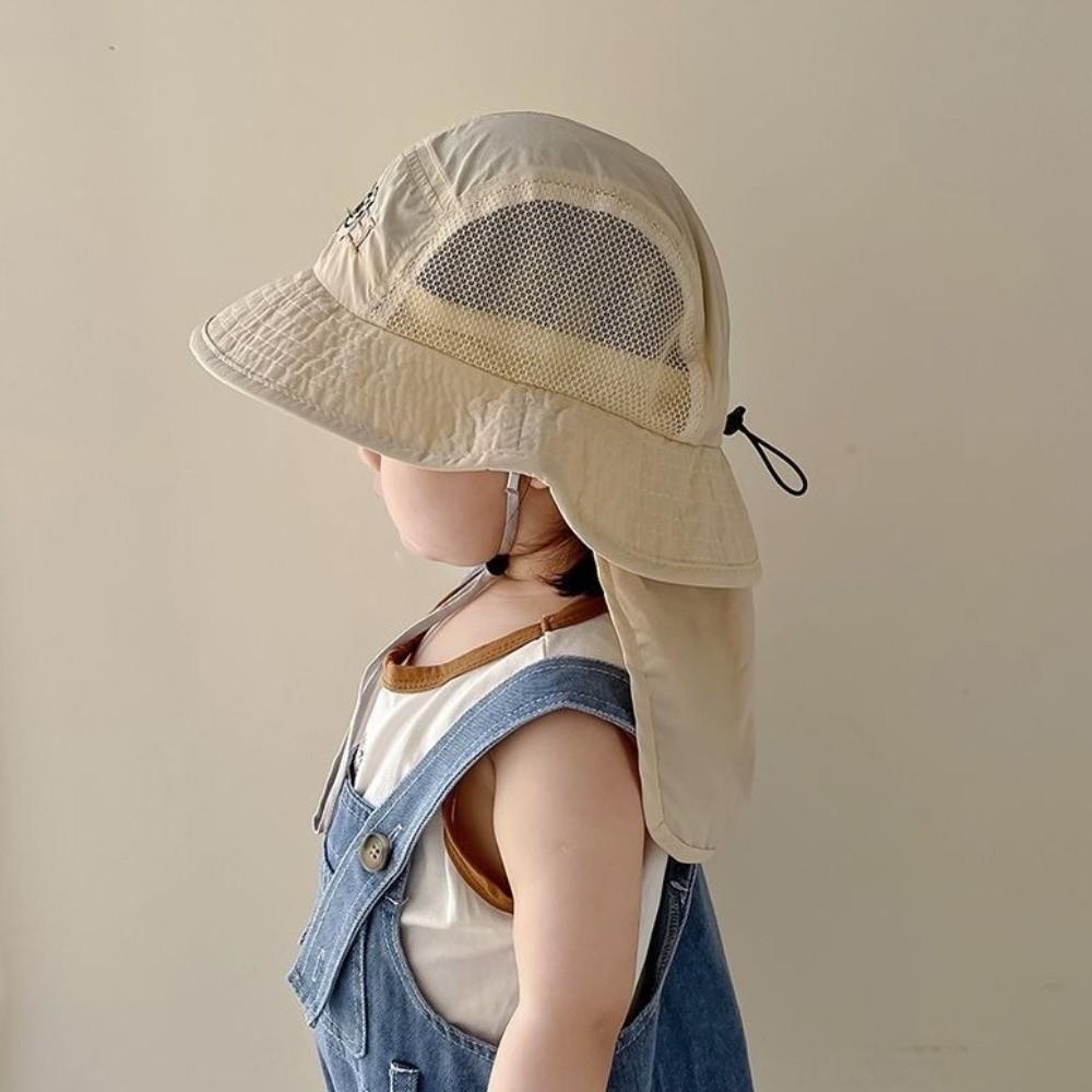 Quick Drying Children Fisherman Cap Cartoon Bear Kids Sun Protection Cap Baby Bucket Hat  Boys