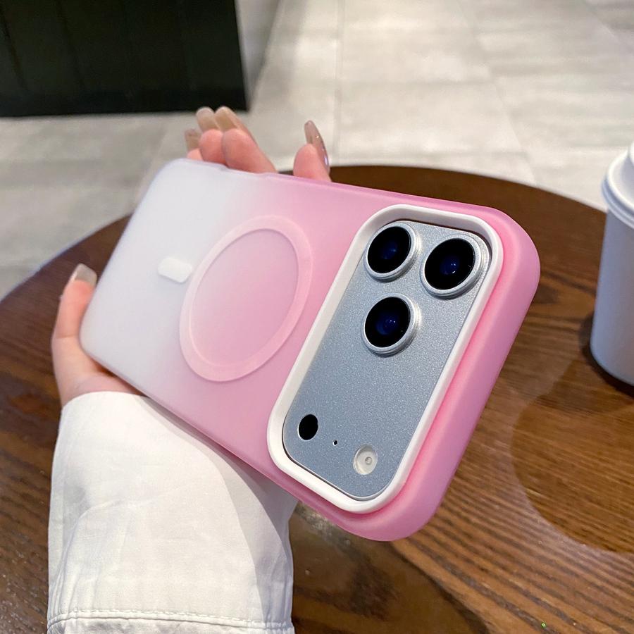 

Противоударный чехол 2 в 1 с магнитной беспроводной зарядкой для iPhone 17 16 15 14 13 12, не желтеющий чехол-накладка цвета макарон с градиентом для MagSafe iPhone 17 Pro Max розовый