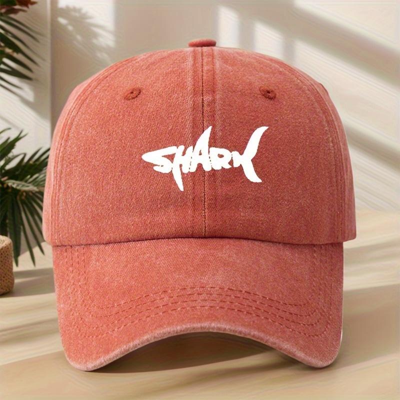 Unisex-Baseballkappe mit Haifischmuster und gewaschenem Retro-Design, geeignet für Camping im Freien und Freizeitsport,