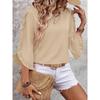 Summer Women's New Crew Neck Lace Irregular Seven Quarter Sleeve Top