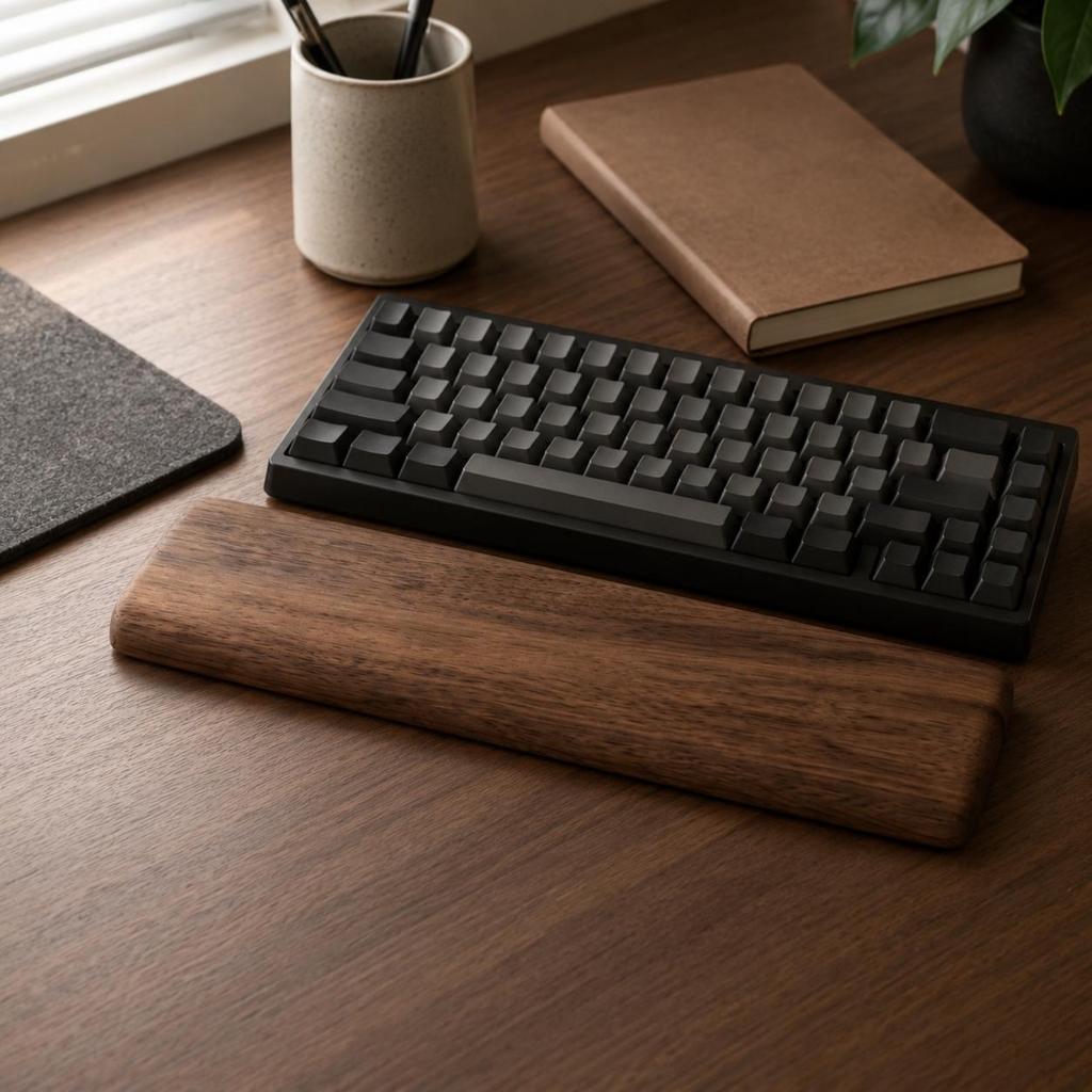 Keyboard Wrist Rest Rounded Edges Walnut Wrist Rest Desk Accessory Rectangular Workstation Gear Ergonomic