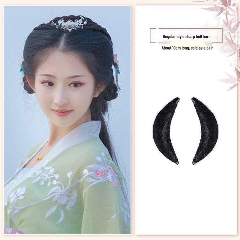 Tang Dynasty Wig Bag: Style-Ready Head-Covering with Side Ties, Hanfu-Inspired Round Hair Roller Pad.