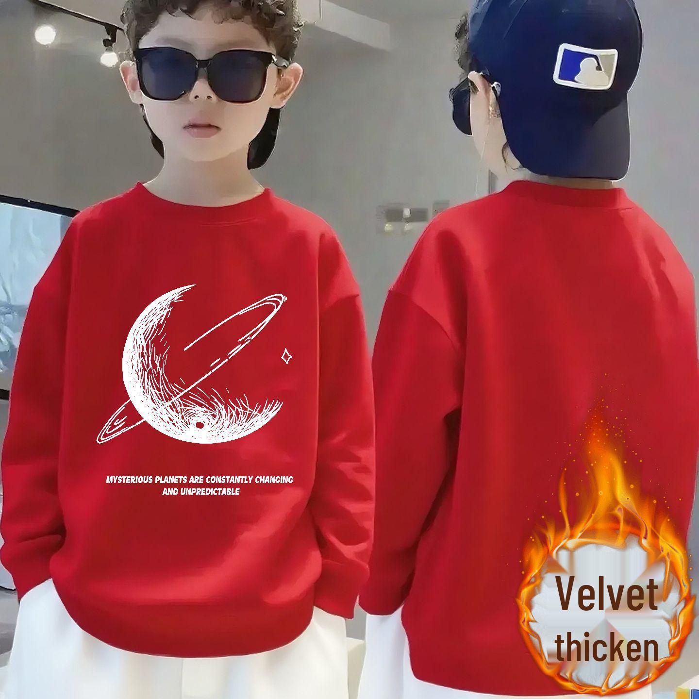 

Теплая флисовая толстовка для мальчиков - Спортивный пуловер с длинным рукавом на весну/осень 140cm (55-65 Jin)