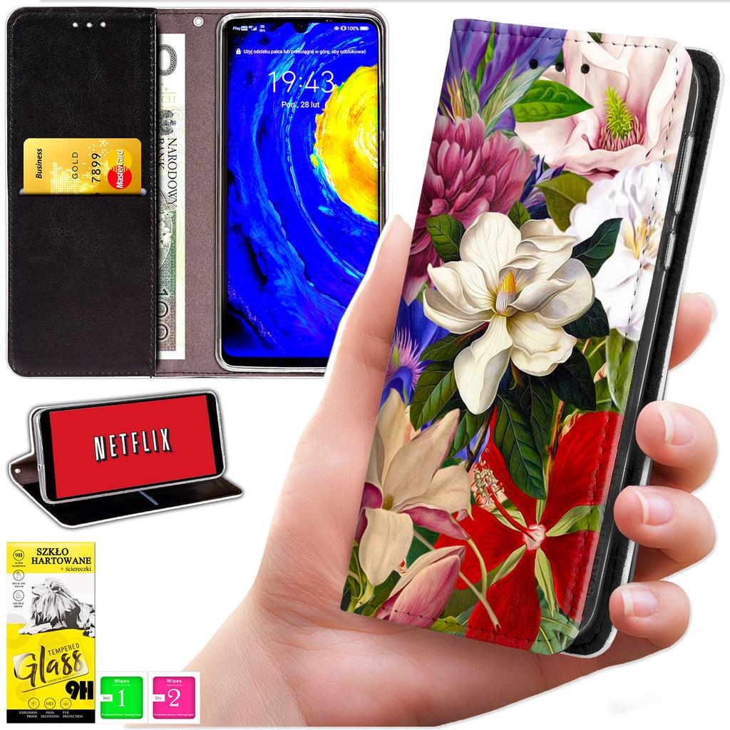 Etui Typu Portfel Do Honor Magic7 Lite - Pokrowiec Bluemoon Nadruk + Szkło 9H