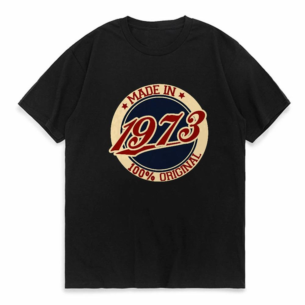 Made in 1973 Print tees summer Breathable Short Sleeve T Shirt Man Sportwear Racing Football Tee Vintage Casual ONeck t shirt