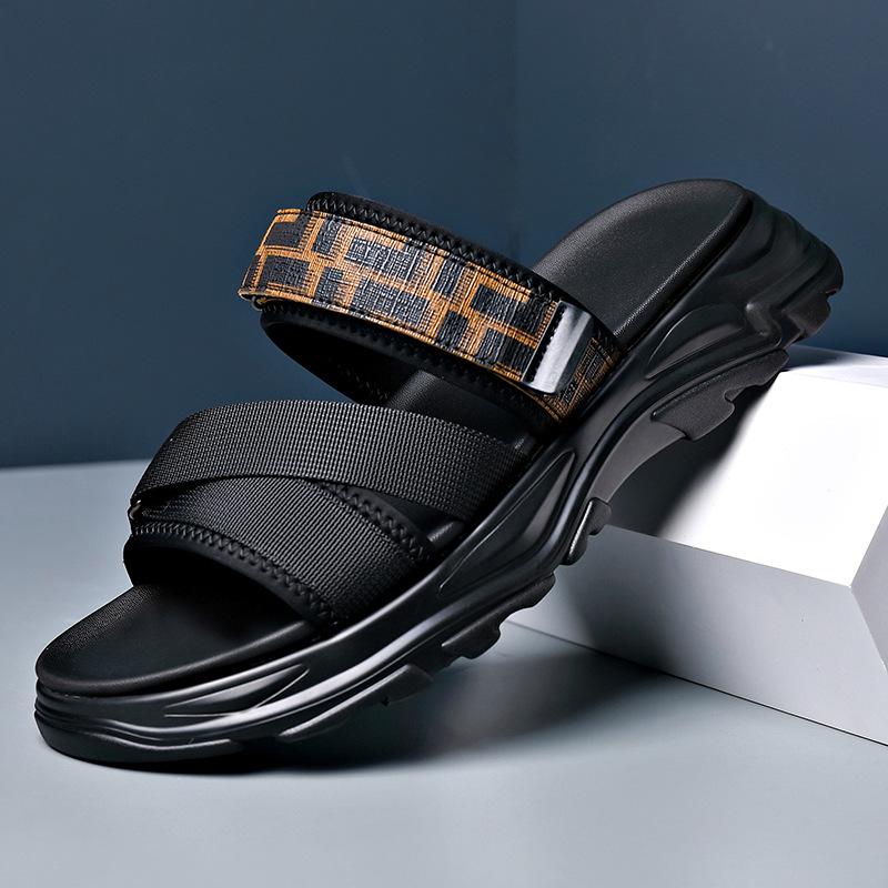 FashionMen's Platform Sandals Fashion Causal Outwear Summer New Designer Shoes Male Lycra Outwear Luxury Slippers for Men