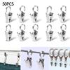 50 Pcs Sturdy Stainless Steel Curtain Clips With Hook Durable Iron Drapery Hook Multifunctional Silver Curtain Hook Clips