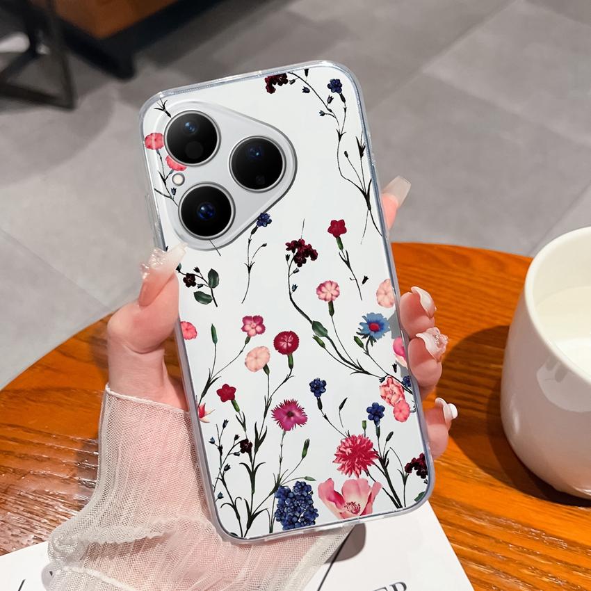 Für Huawei Pura 80 Ultra Honor Magic5 Pro 400 Hülle Etui Zweige Blume Weidenmuster Transparent Weich TPU Staubdicht Schutzhülle Für Huawei Hülle