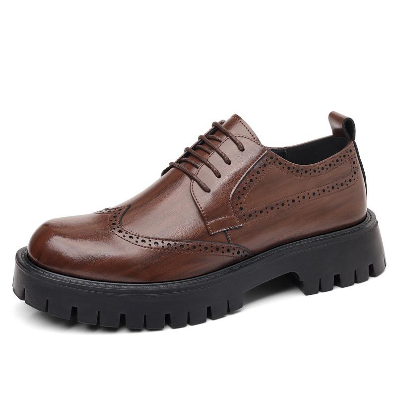 Leather shoes men's 2025 new autumn fashion men's casual Brock British casual wedding groom shoes