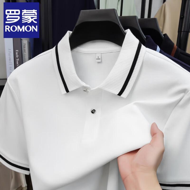 Romon Men's Breathable Contrast Polo Shirt