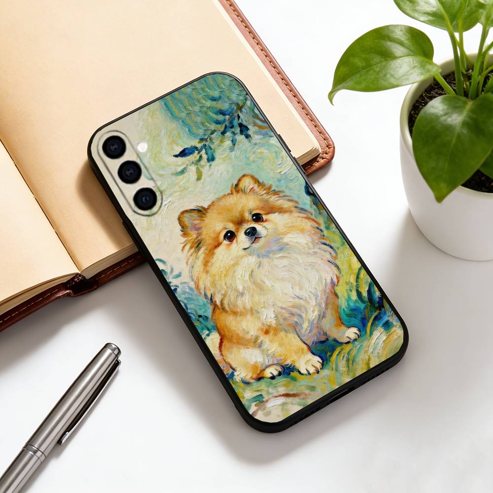 Ölgemälde eines Hundes Handyhülle für Samsung Galaxy A73,A72,A71,A70,A53,A52,A51,Weiche Silikon-Schwarze Hülle