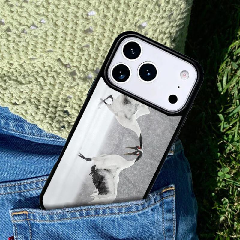 Red-crowned Crane Bird Phone Case For iPhone 17 AIR 16 Pro Max 15 14 Pro 11 12 13 Shockproof Silicone Cover