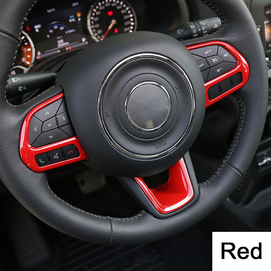 

NHAUTP 3 шт./компл. ABS накладка на руль для Jeep Renegade 2015-2021 украшение интерьера автомобиля для Jeep Compass красный