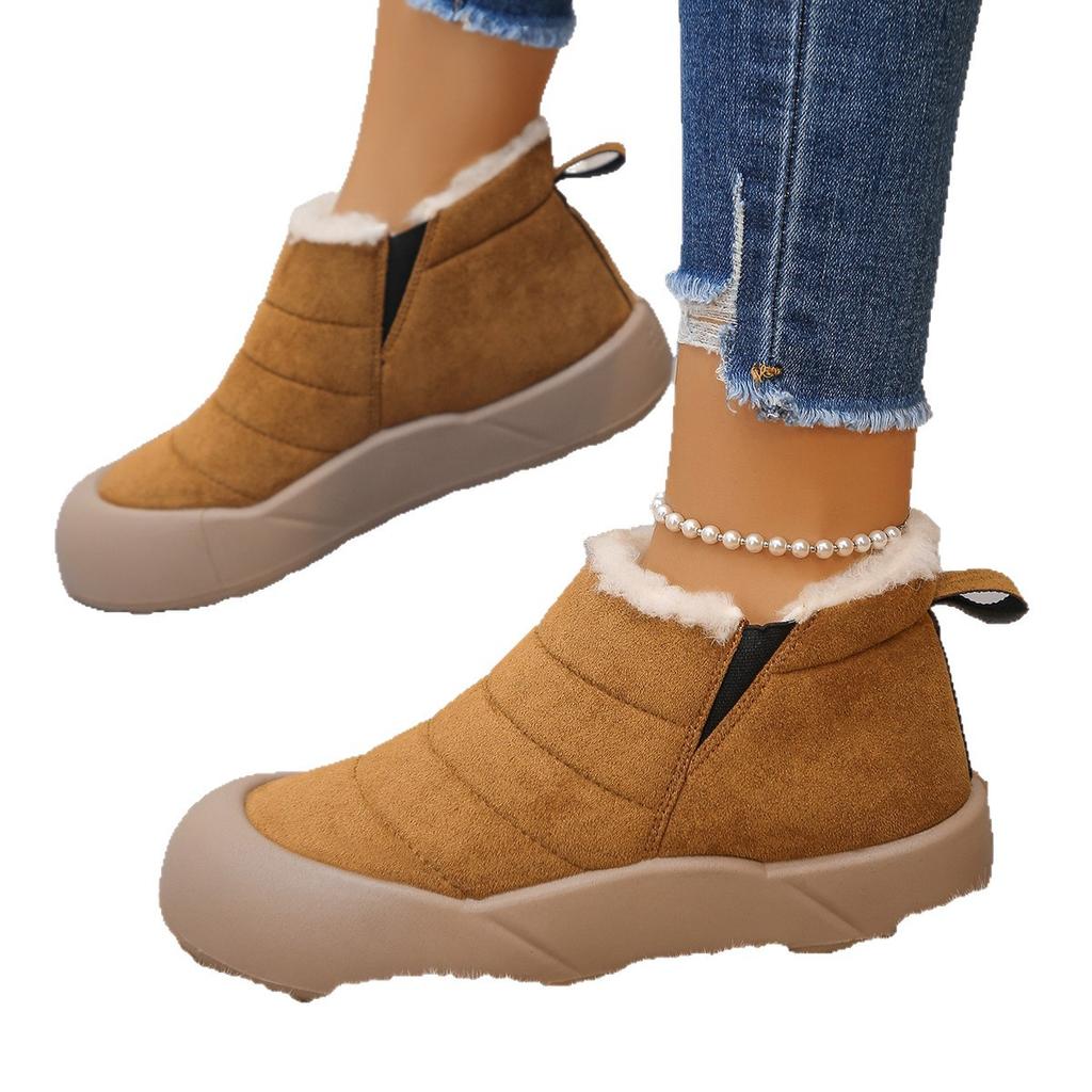 Women's Cotton Shoes Winter New Velvet Thickened Warm Snow Boots Korean Version Fashion Cotton Boots Non-slip Lazy Cotton Shoes Women