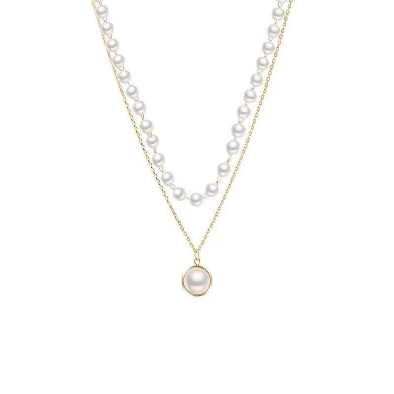 Retro Double-Layer Pearl Choker Necklace - Minimalist Luxury, Trendy Women's Clavicle Chain Jewelry