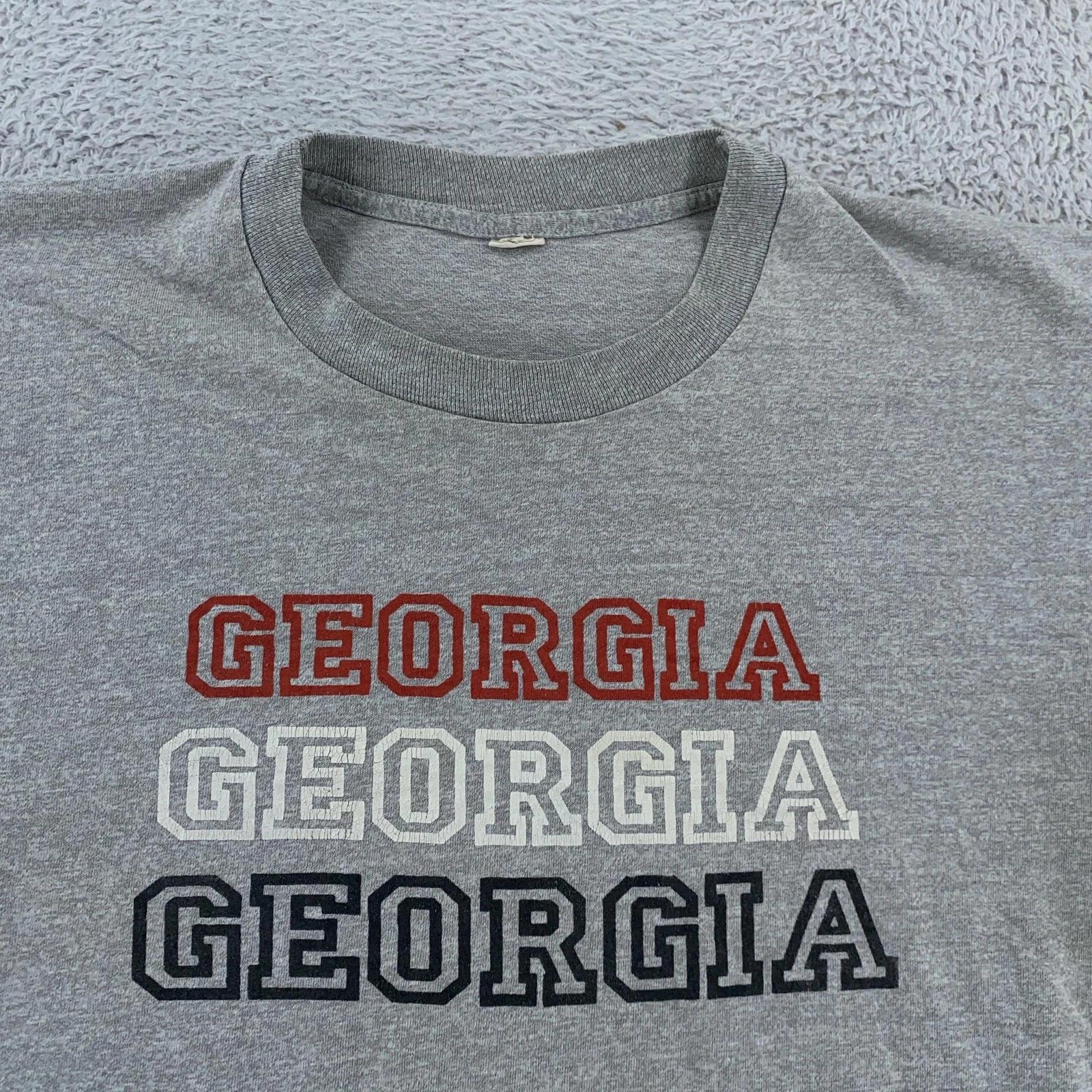 

Distressed Vintage 80s University of Georgia T-Shirt BOXY CROP FIT M Spell Out 2XL