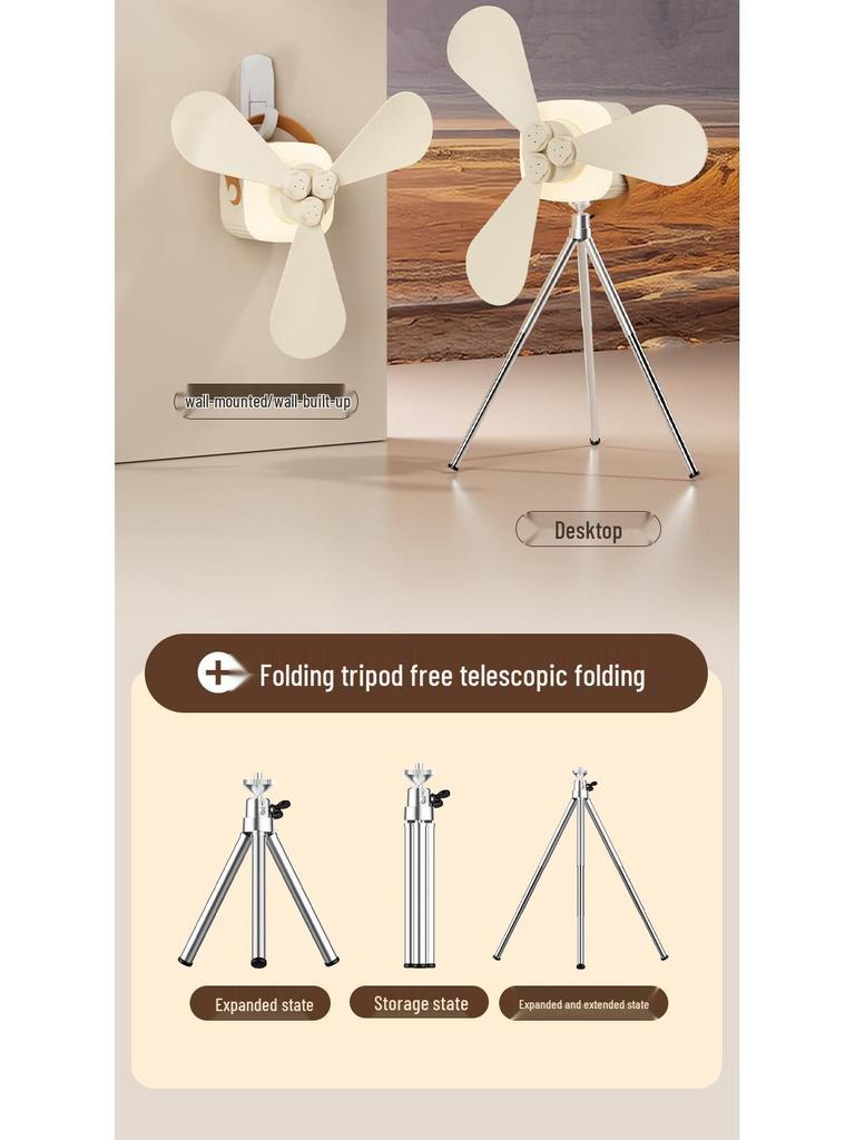 Portable Multi-Functional Ceiling Fan: Rechargeable & Remote-Controlled, Ideal for Camping & Wall/Desktop Mounting