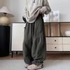 Unisex Japanese Style Coffee Pleated Wide-Leg Workwear Pants