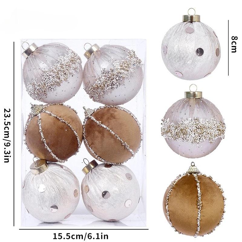 8Cm Christmas Balls Christmas Tree Ornaments Velvet Xmas Balls Button Sequins Luxury Xmas Balls Christmas Home Decorations
