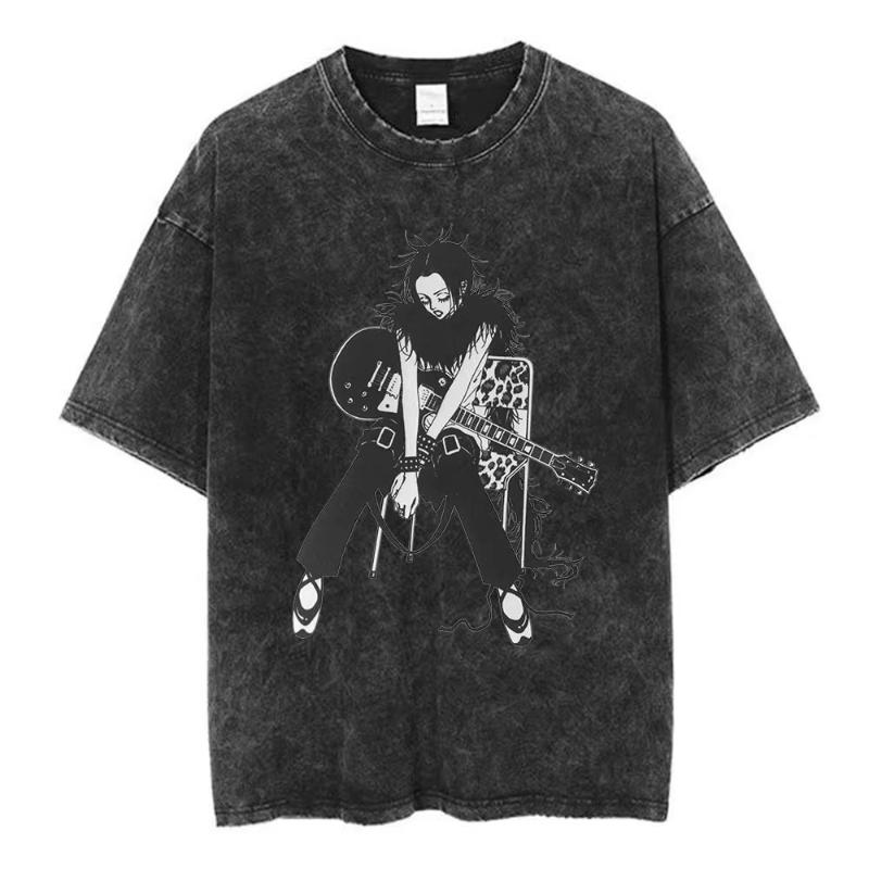 Nana Osaki Japanese Anime Vintage Washed T-shirt Men's Women Clothing Harajuku Short Sleeve T-shirts Casual T Shirts