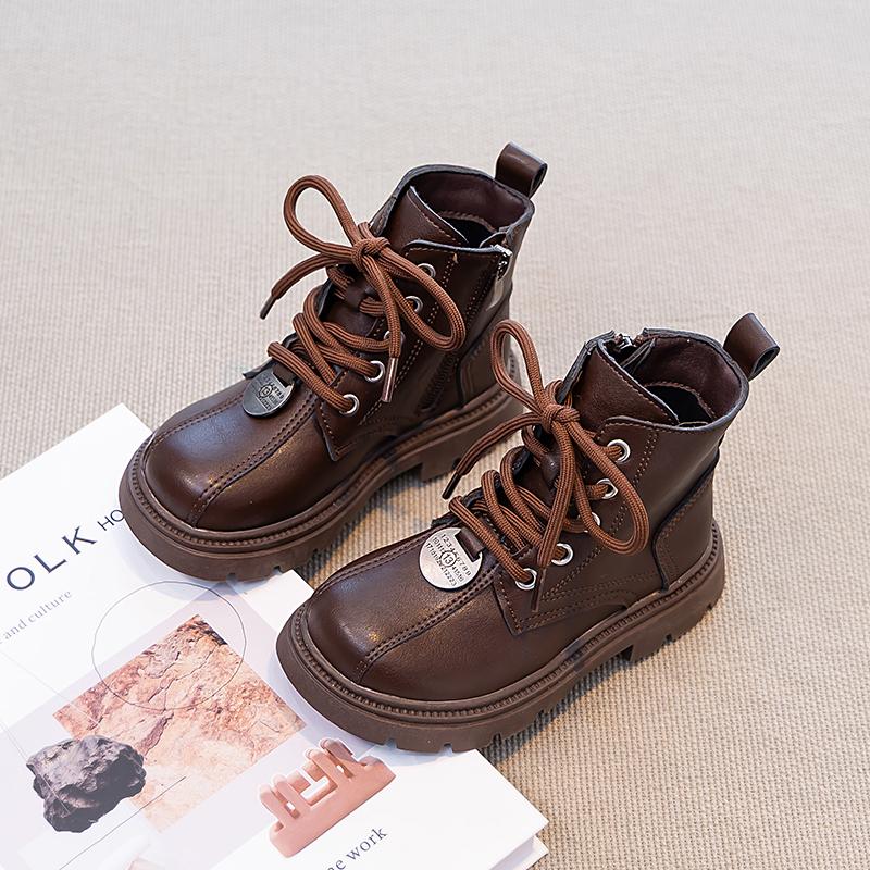 Kids Ankle Boots for Girls Autumn Kids Breathable Lining Riding Boots Non-slip Simple Kid School Outdoor Hiking Boots