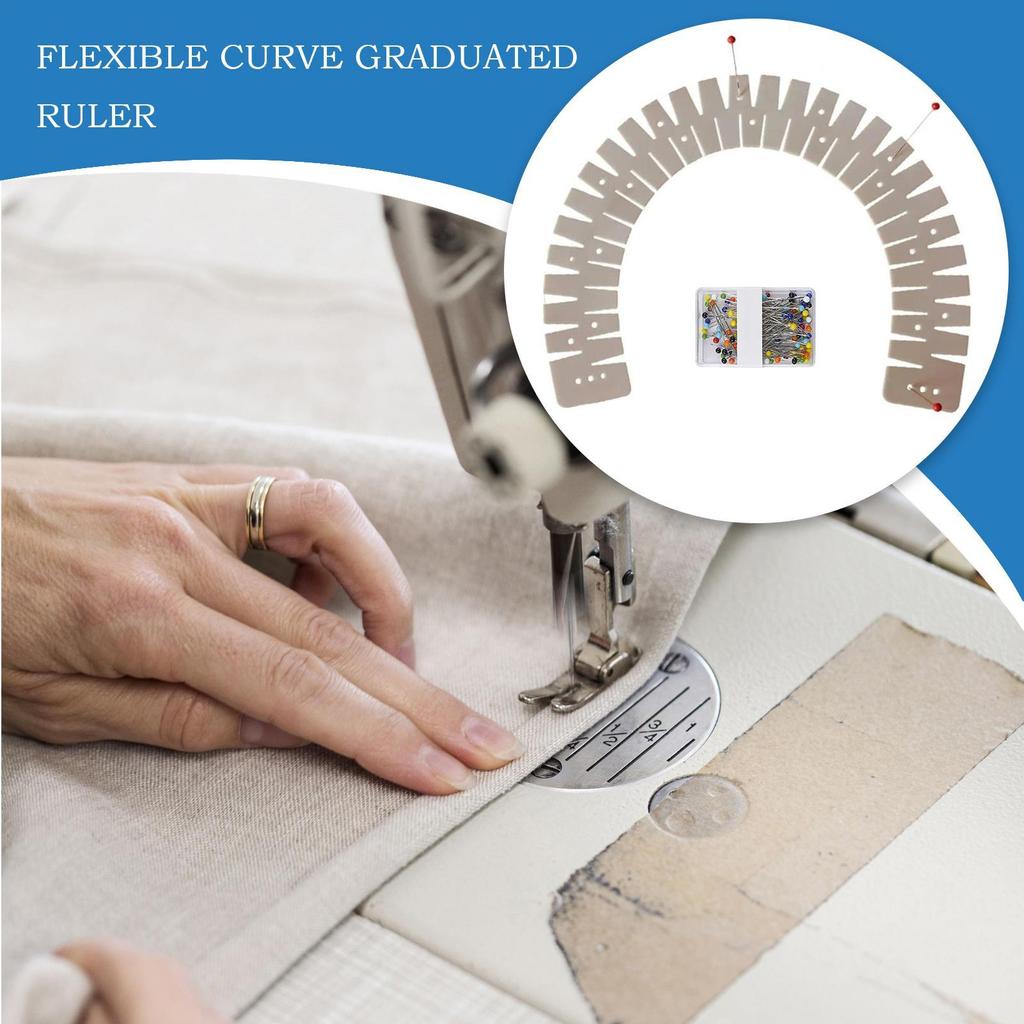 1pc Silicone Hemmer Heat-Resistant Hemming Ruler with Marking Holes Flexible Edge Guide for Shirt Tails Quilting DIY Fabric Kit