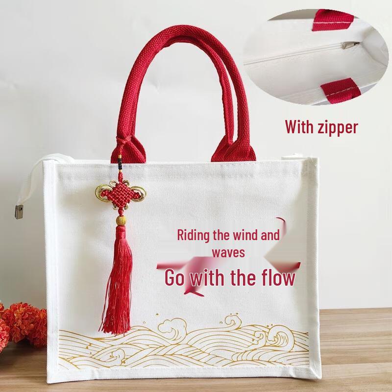 Miaoqiao Linen Waterproof Lunch Tote Bag