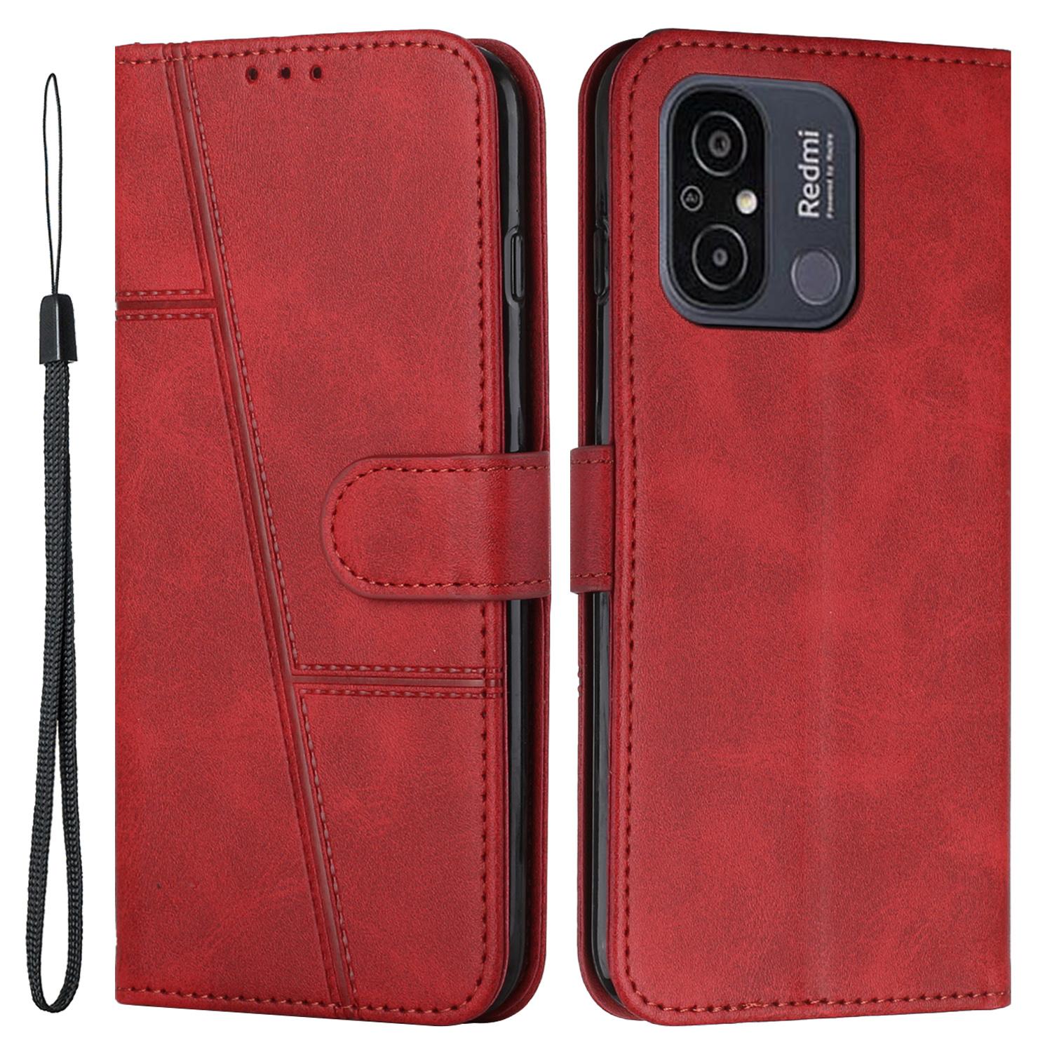 

Shockproof Phone Case For Xiaomi Redmi 12C 4G/11A 4G Magnetic Leather Flip Phone Cover Wallet Stand Red