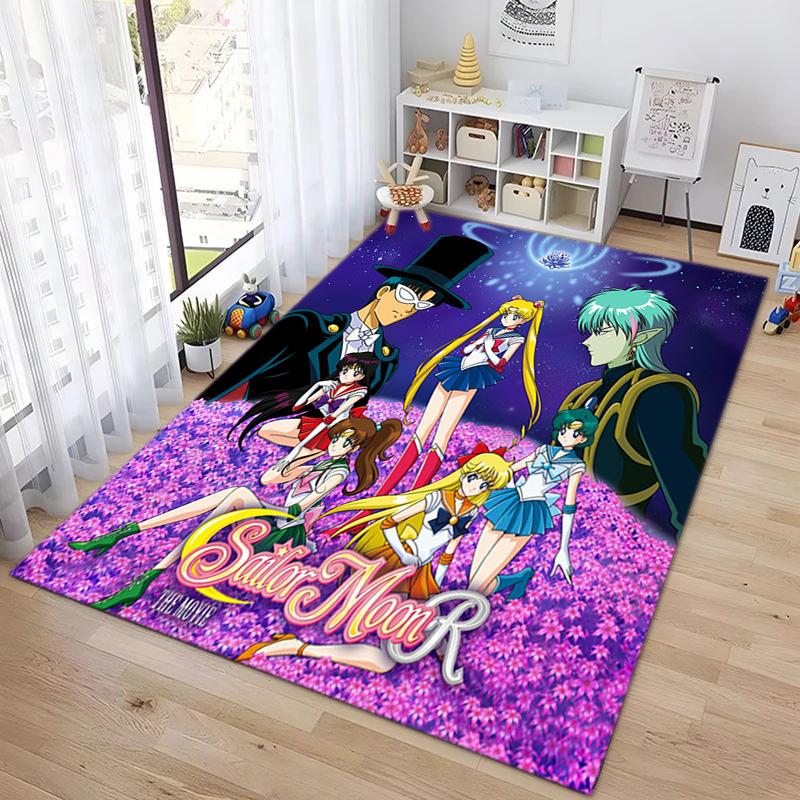 Cute Cartoon Theme Sailor Moon Tsukino Usagi Cartoon Rug Multifunctional Household Anti-slip Decorative Door Mat, Outdoor Floor Mat, and Carpet Y8