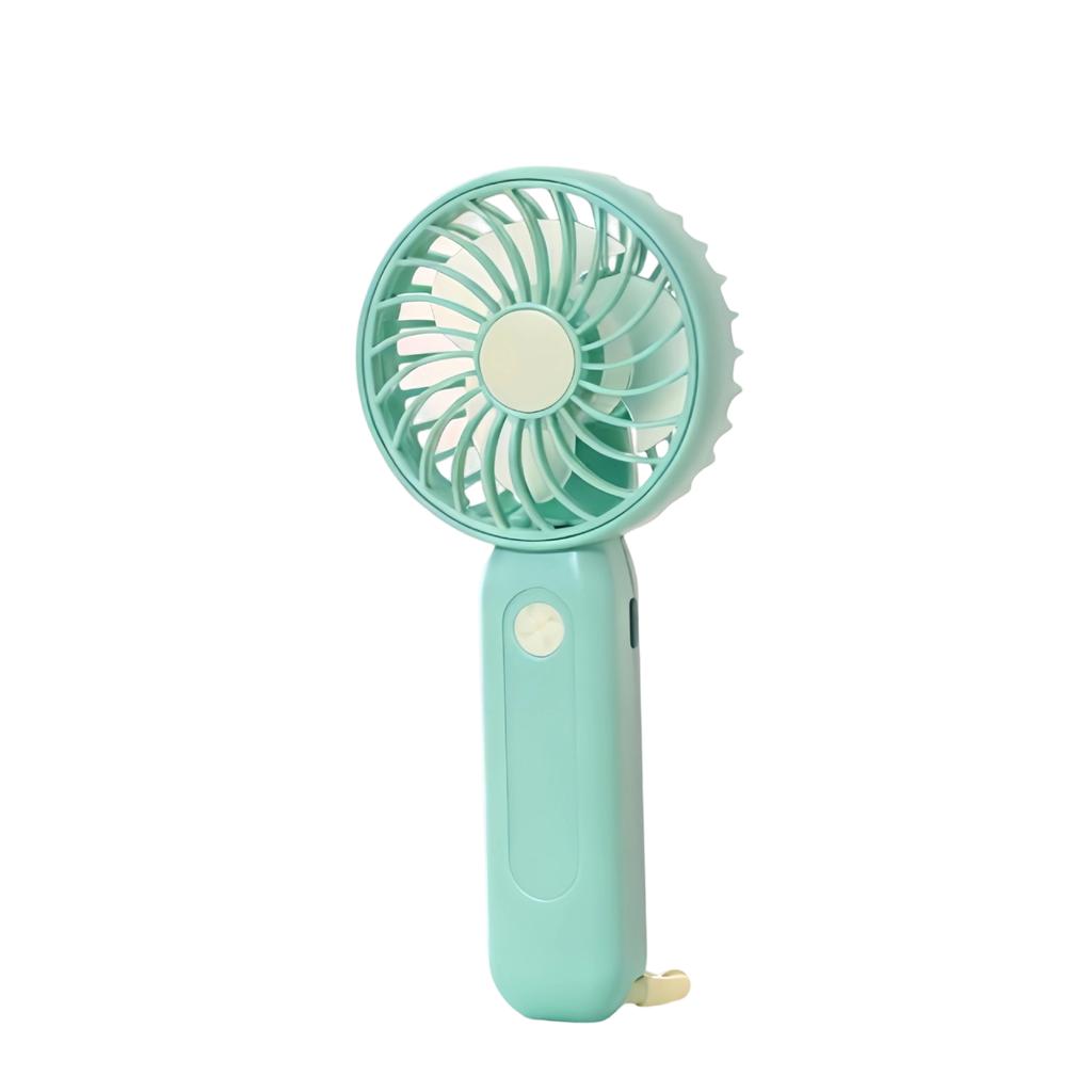 Portable Mini Handheld Fan with Three Speed Settings Adjustable Wind Power Travel Size Compact Design with Carry Loop USB Rechargeable