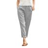 Women's Elastic Waist Straight Leg Linen Cotton Casual Pants Loose Fit Pocket Trousers