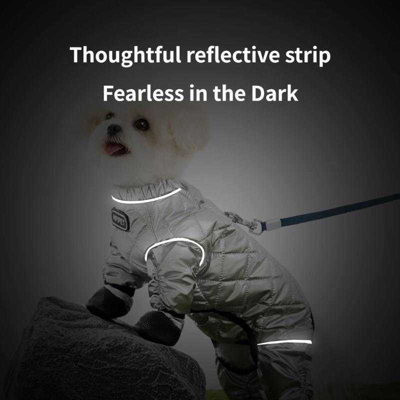 Dustproof Dog Overall for Outdoor Activity Insulated for Warmth Size Option S to XXL with Reflective Safety