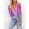Spring-Summer New Amazon Gradient Sheer Chiffon Fashion Print Pullover Shirt for Women