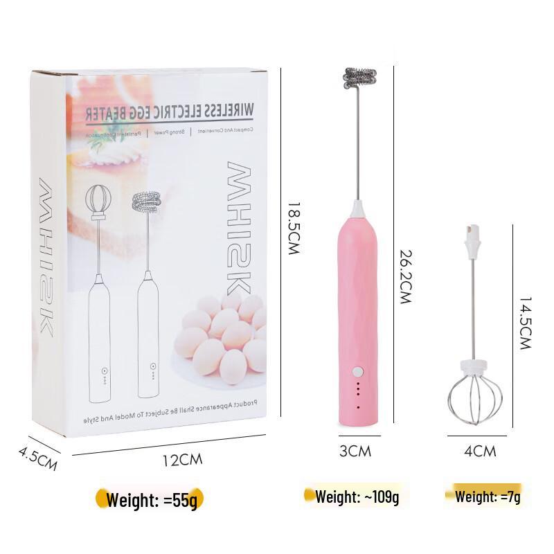 Abay Electric Handheld Egg Beater & Milk Frother (Pink Plaid, 2-Pack)