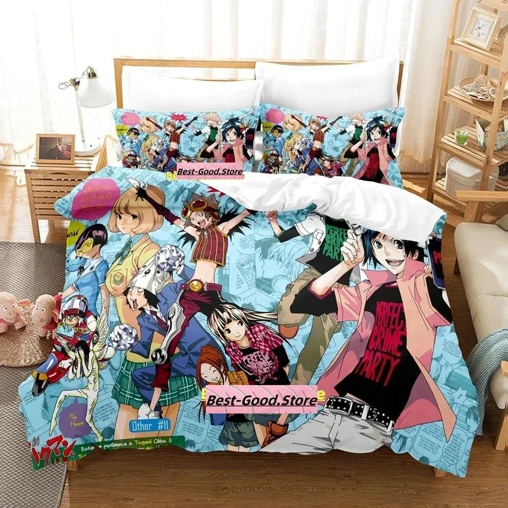 Bakuman Beding Set Printed Bed Linen Set With Pilowcase Soft Duvet Cover Soft Single Double Quen Super King-Sized Dimensionsd Dimensions Adult People