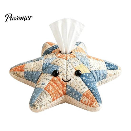 Healing Home Decor DIY Tissue Box, Top Opening Soft Fabric Cover, Marine Animal Theme Case Dispenser, Multipurpose Patchwork Designs Sewing