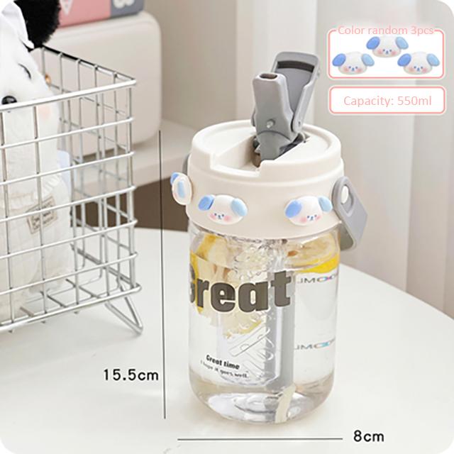 Charming Plastic Water Bottle With Tea Strainer Lightweight Sport Roomy Student Children Straw Tea Separation Drinking Cup