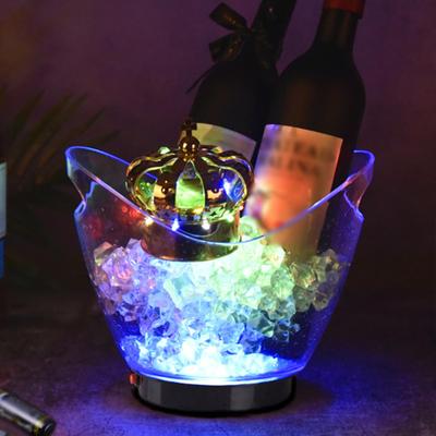 Seau à glace à LED avec porte-boissons 4 litres, aspect élégant, récipient transparent pour boissons