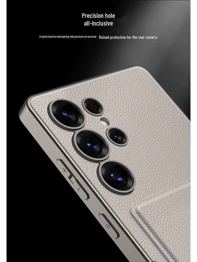Samsung S25 Ultra High-End Business Leather Case with Card Holder & Stand