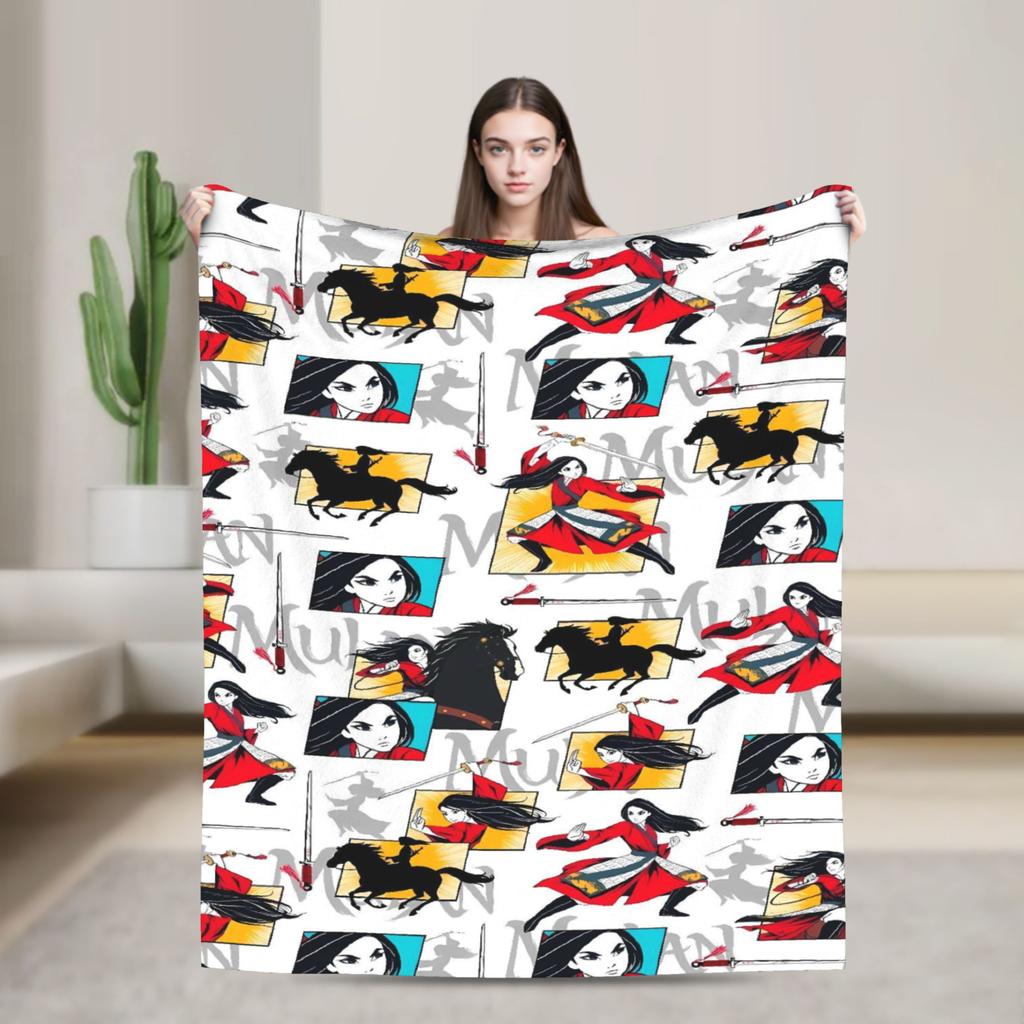 Mulan Mushu Flannel Blanket Winter Super Warm Bedding Throws for Kids Home Decor Graphic Bedspread Sofa Bed Cover