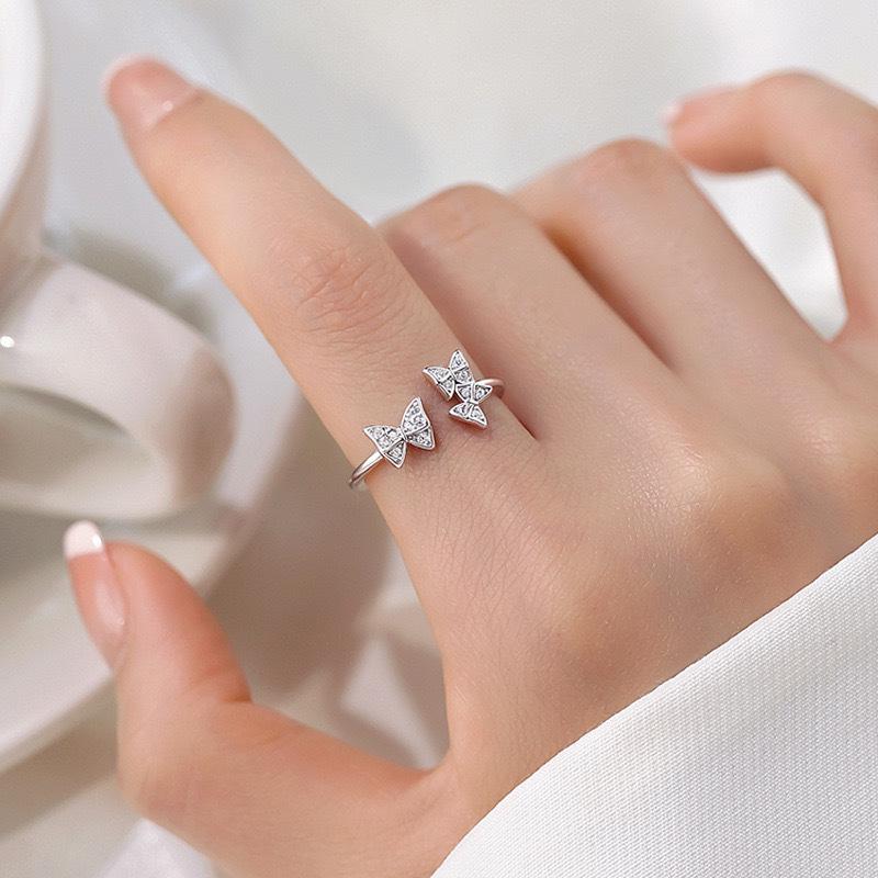 Women's Luxury Three Butterflies Zircon Diamond Open Ring