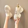 Fashion Platform Shoes Woman Rhinestone Buckle Knitted Crystal Loafers Breathable Air-mesh Muffins Flats Women Polyester Weaved Sneakers