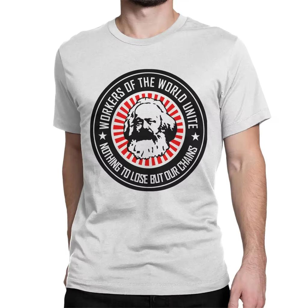 Karl Marx Dělníci v jednotě Pánská bavlněná trička Komunismus Marxismus Socialismus Trička Krátký rukáv Oblečení Harajuku