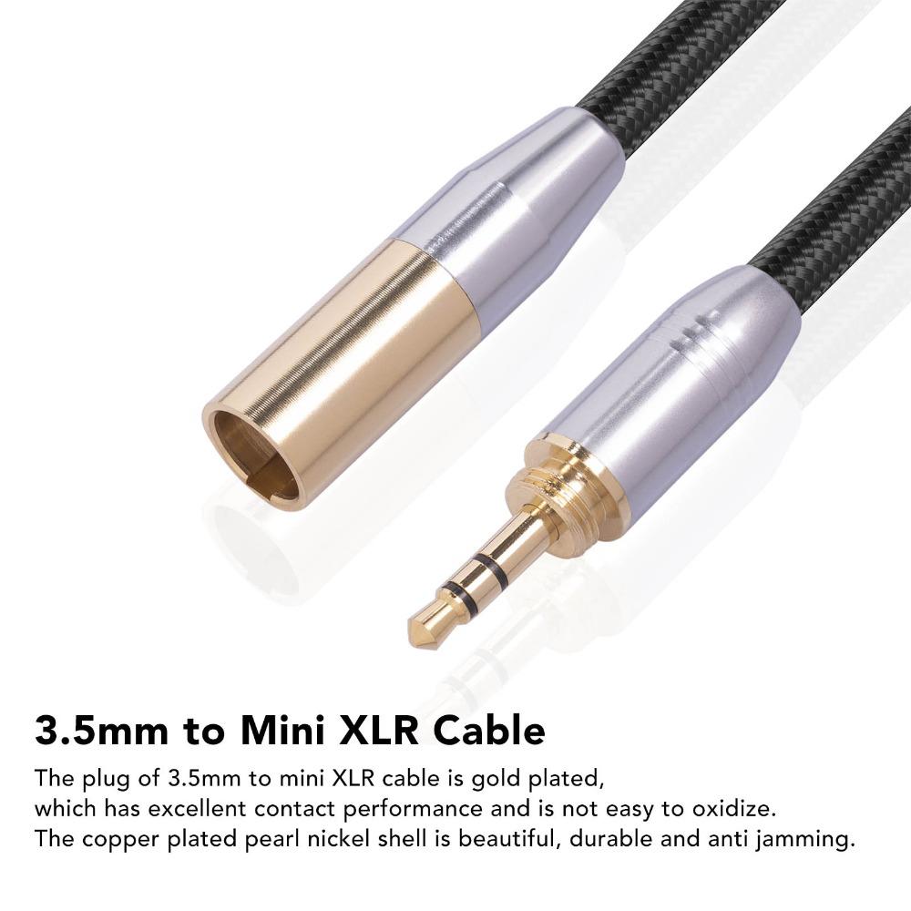 Gold Plated 3.5mm Male to Mini XLR 3pin Cable 3.5mm to Mini XLR Adapter  Camera Audio