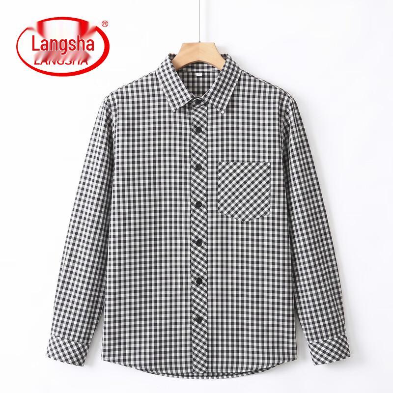 Langsaha Women's Loose-Fit Plaid Long-Sleeve Casual Shirt